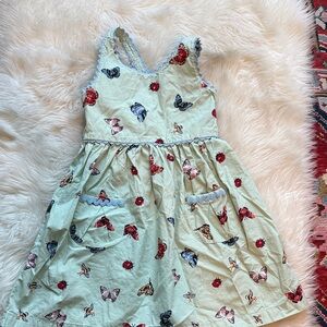 Hanna Andersson Mint Dress with Butterfly and Ladybug Pattern